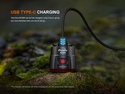 Fenix BC06R bike light with USB-C charging, compact black taillight by Fenix Store on Tampa Home & Garden Store