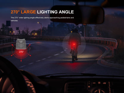 Fenix BC06R Smart-Brake bike taillight, 270° wide lighting angle, black bicycle accessory on Tampa Home & Garden Store