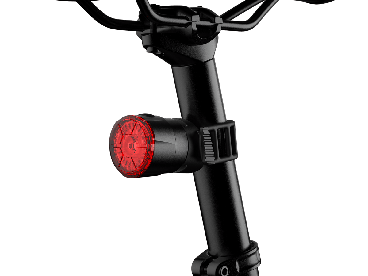 Fenix BC06R smart-brake bicycle taillight with black housing and red lens mounted on handlebar on Tampa Home & Garden Store