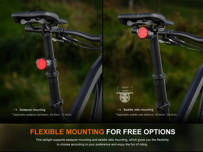 Fenix BC06R Smart-Brake Taillight red bike light seatpost mounted with saddle-rail on Tampa Home & Garden Store