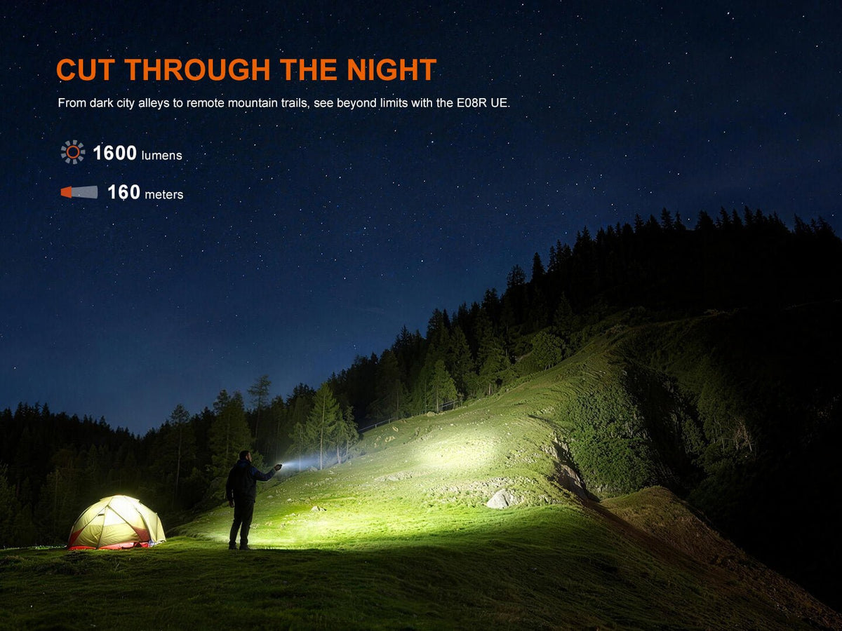 Fenix E08R UE EDC flashlight with red light and green laser, handheld camping torch on Tampa Home & Garden Store