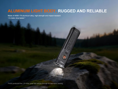 Fenix E08R flashlight, black aluminum handheld torch with red light and green laser on Tampa Home & Garden Store