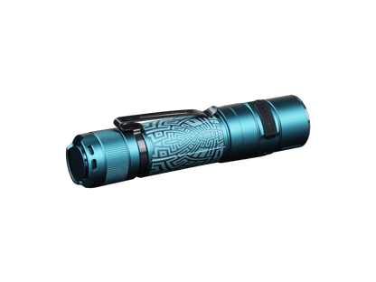 Fenix E35R rechargeable LED flashlight blue metal body with textured grip and pocket clip EDC on Tampa Home & Garden Store