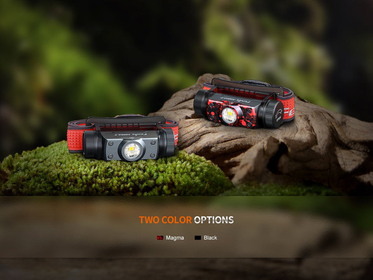 Fenix HM62-T headlamp pair, magma camo and black options, two headlamps on Tampa Home & Garden Store