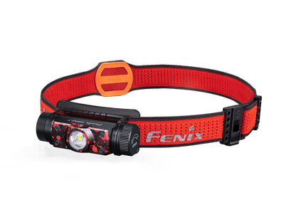 Fenix HM62-T headlamp lightweight trail running with red strap and orange buckle on Tampa Home & Garden Store