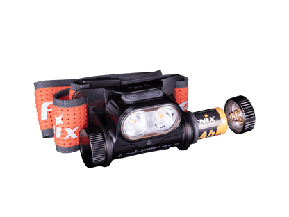 Fenix HM65R-T V2.0 rechargeable headlamp with orange strap and dual LEDs on Tampa Home & Garden Store