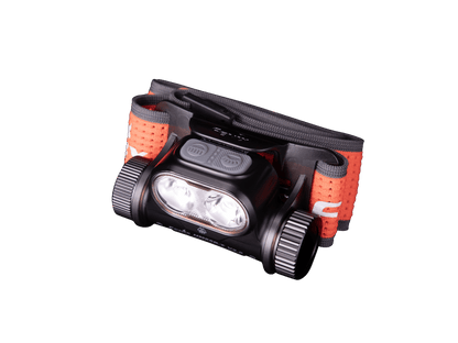 Headlamp Fenix HM65R-T V2 rechargeable lightweight trail headlamp with orange strap on Tampa Home & Garden Store