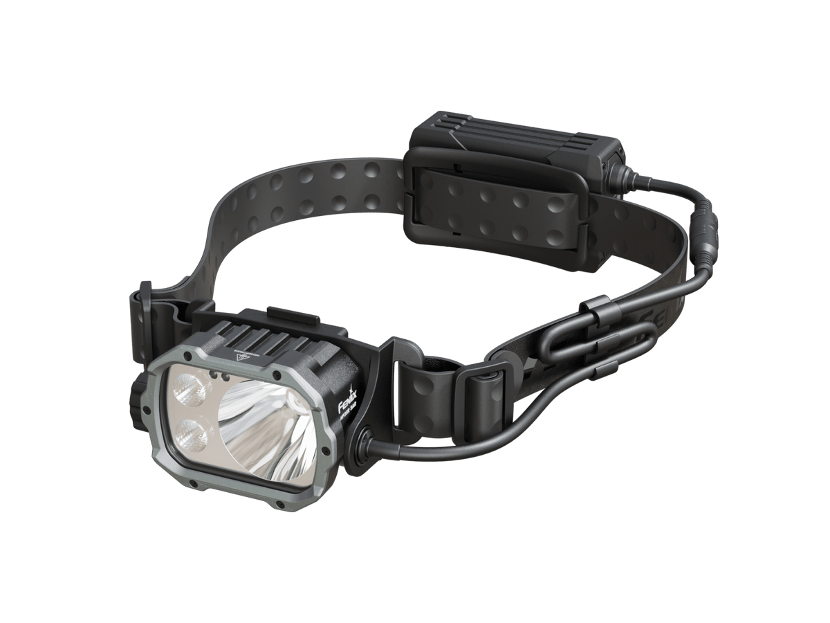 Fenix HP35R headlamp with black adjustable strap and rugged front LED array on Tampa Home & Garden Store