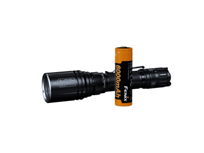Fenix TK30R tactical flashlight and orange 6000mAh battery two items on Tampa Home & Garden Store