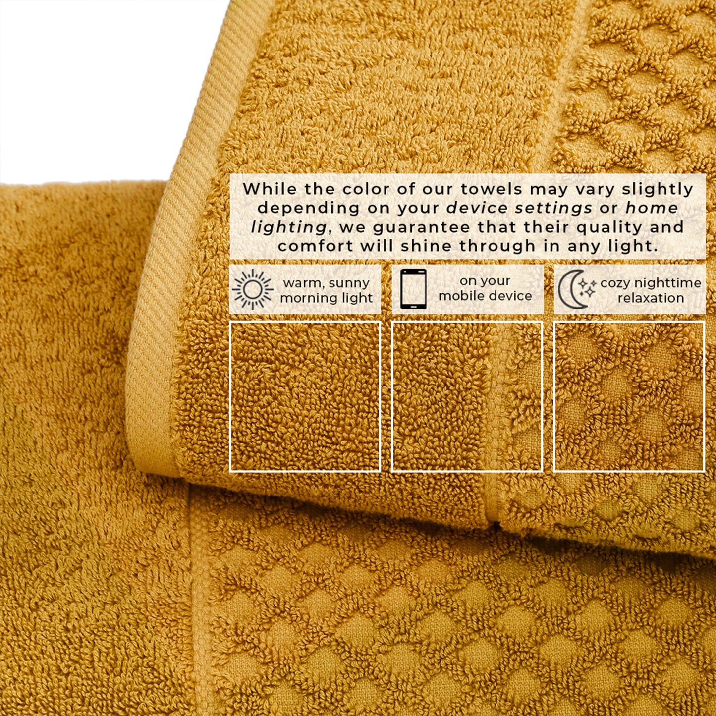 Cotton Diamond Waffle Weave Bath Towel Set