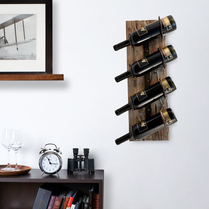 Traditional Wood and Metal Wall Wine Rack
