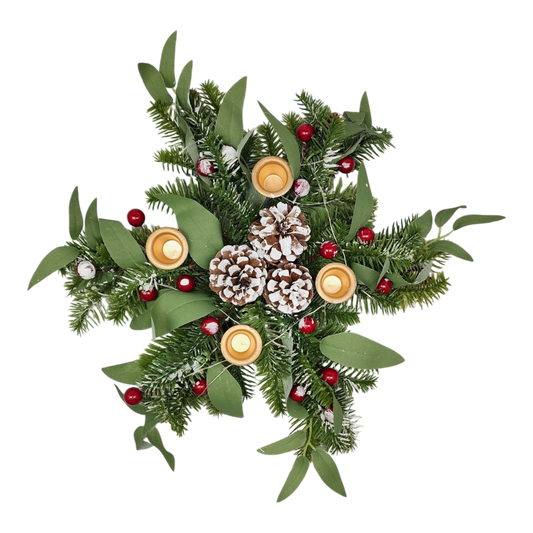 Lighted Candle Wreath - 18 Inch
