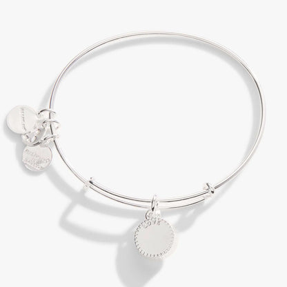 October Birthstone Charm Bangle Rose by ALEX AND ANI, silver-tone bangle with disc charms on Tampa Home & Garden Store