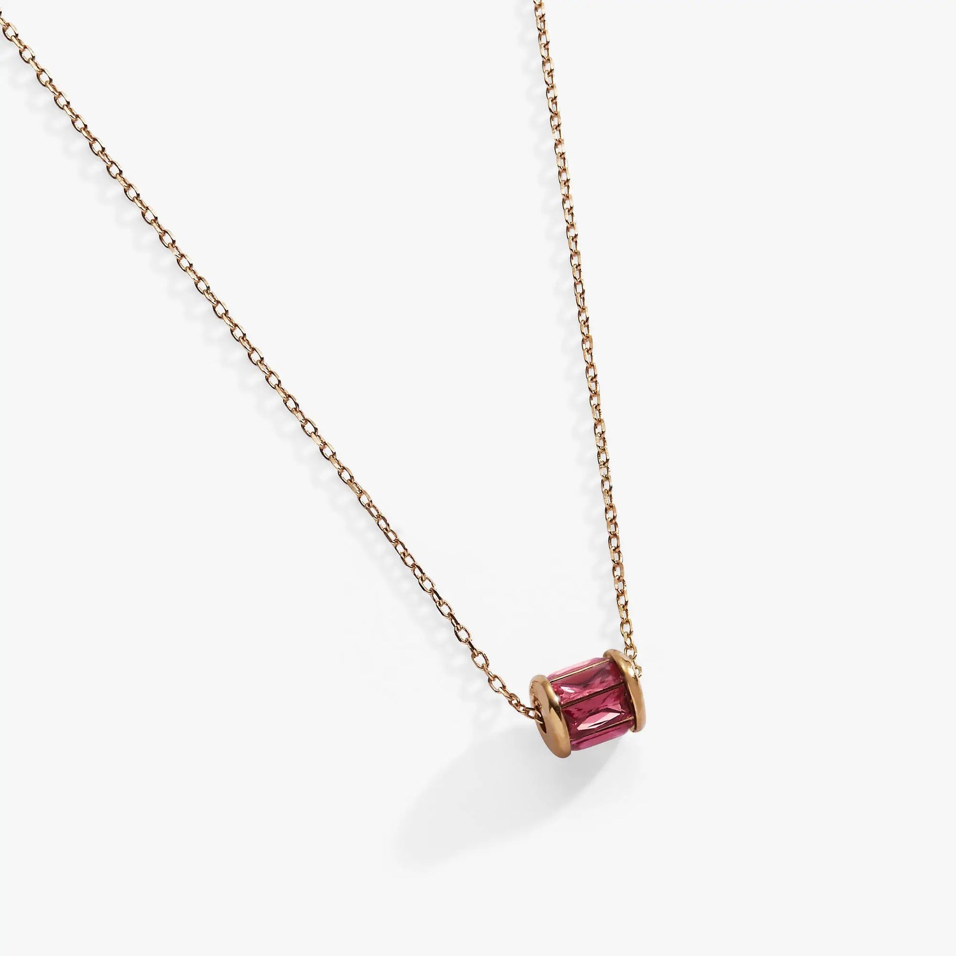 October Birthstone Pendant Necklace by ALEX AND ANI with pink gemstone in gold-tone bezel on chain on Tampa Home & Garden Store