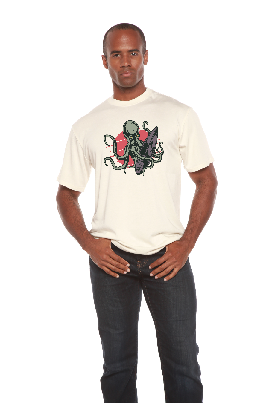 Octopus Men's Bamboo Viscose/Organic Cotton Short Sleeve Graphic T-Shirt by Spun Bamboo on Tampa Home & Garden Store
