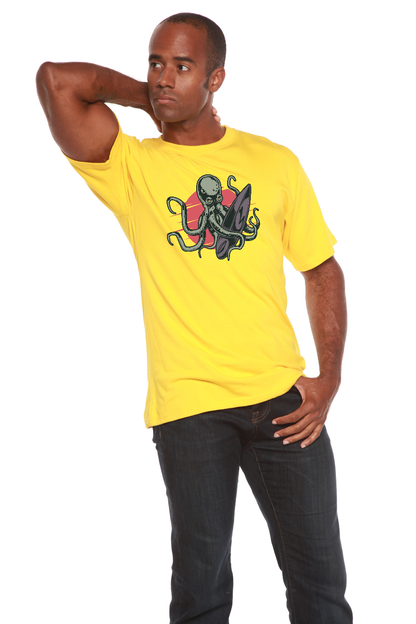 Yellow octopus graphic men's T-shirt in bamboo viscose/organic cotton by Spun Bamboo on Tampa Home & Garden Store