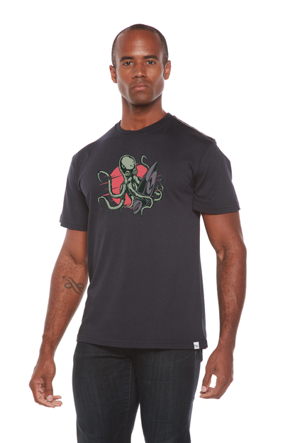 Octopus graphic men's tee navy bamboo viscose/organic cotton blend Spun Bamboo on Tampa Home & Garden Store