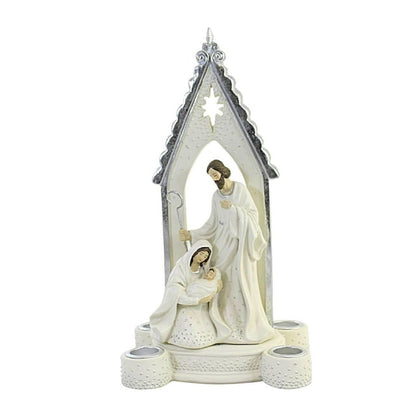 Porte-bougie de l'Avent Sainte Famille à pois argentés