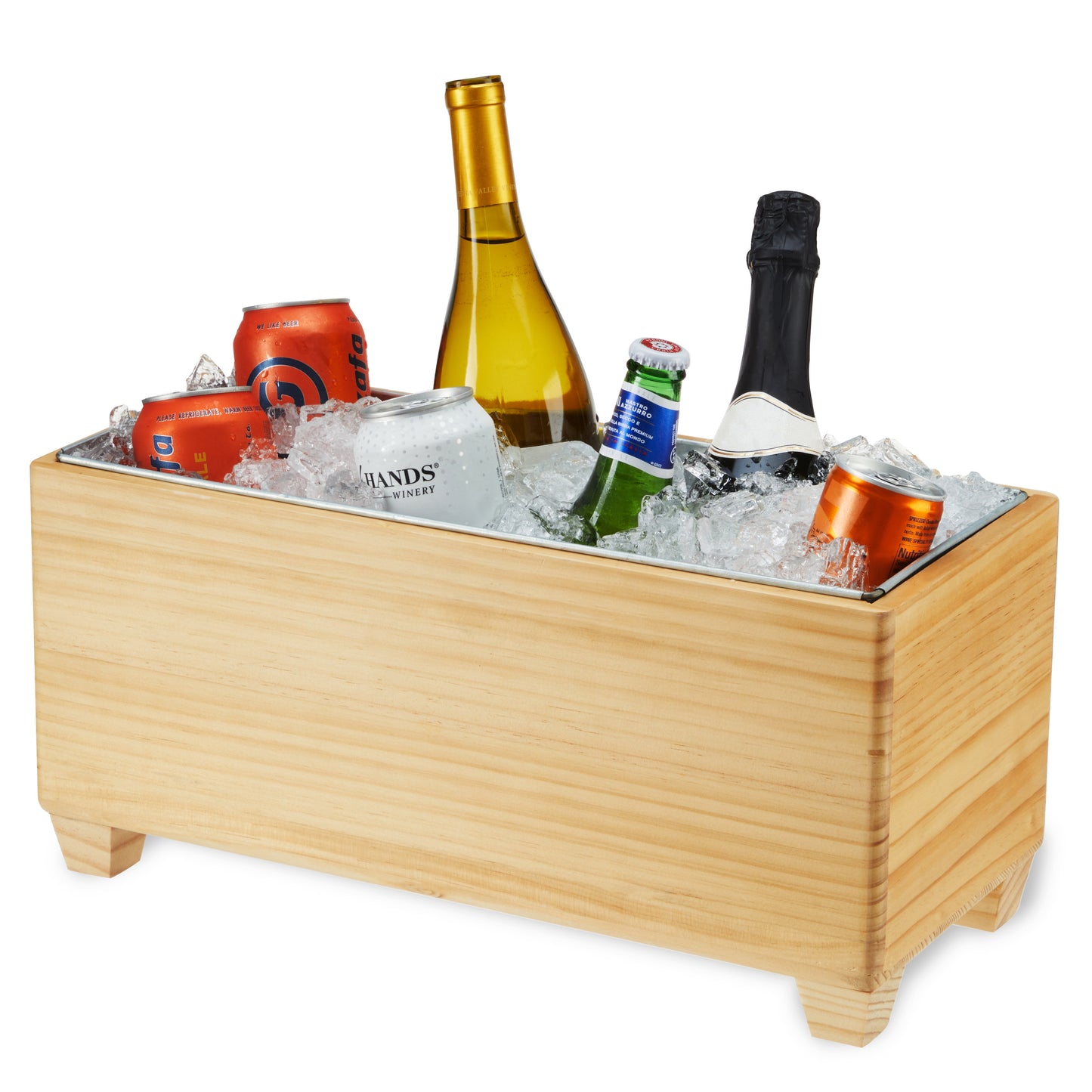 Natural Wood Tub and Galvanized Steel Liner