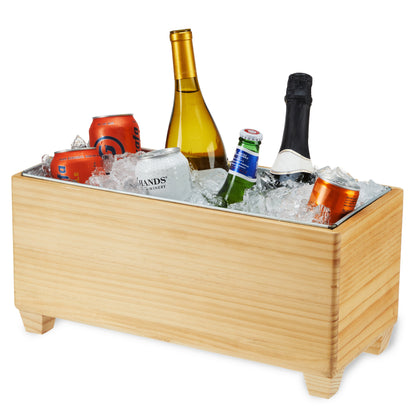 Natural Wood Tub and Galvanized Steel Liner