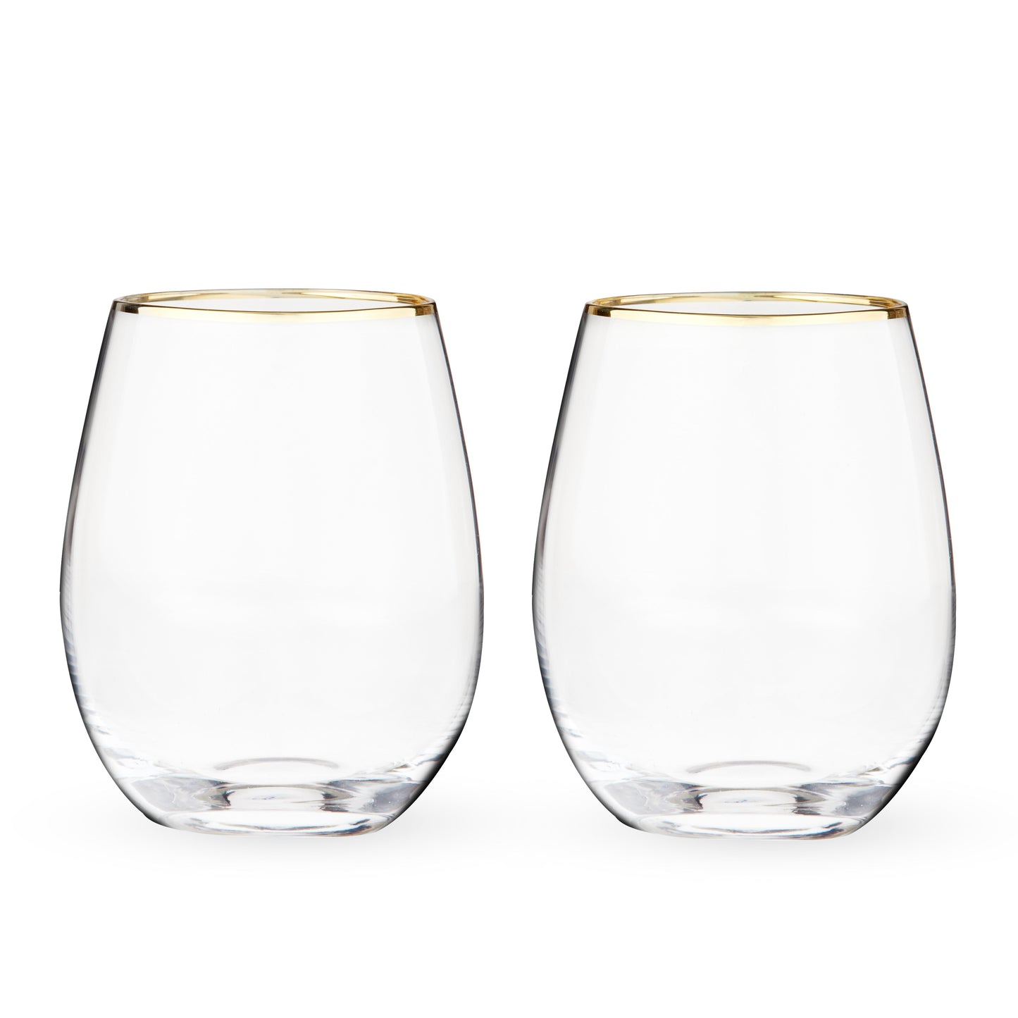 Gilded Stemless Wine Glasses and Gold Rim Set
