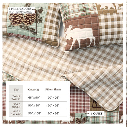 Rustic Woodland and Plaid Quilt Set for Bedroom