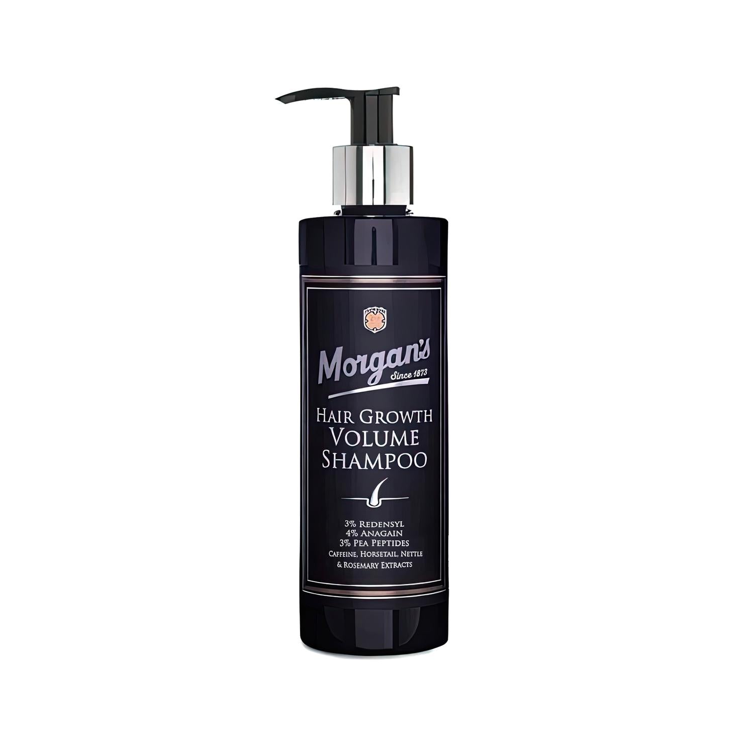 Morgan's Hair Growth Volume Shampoo bottle with pump, dark bottle, 250ml on Tampa Home & Garden Store