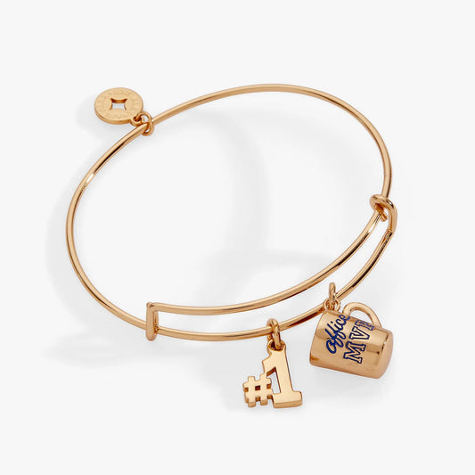 Alex and Ani Office MVP Mug Bangle bracelet in rose gold with round charm and key charm on Tampa Home & Garden Store