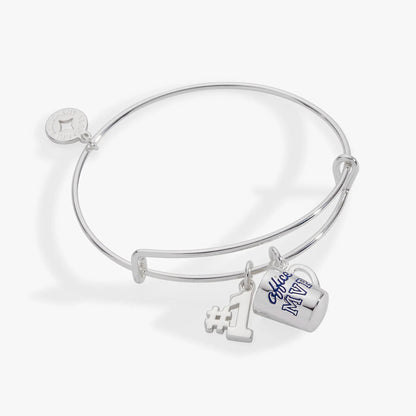 Office MVP Mug Bangle bracelet in silver with mug charm and Alex and Ani branding on Tampa Home & Garden Store