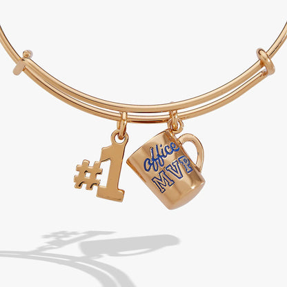 Office MVP Mug Bangle bracelet in rose gold with key and Alice in Wonderland mug charms on Tampa Home & Garden Store