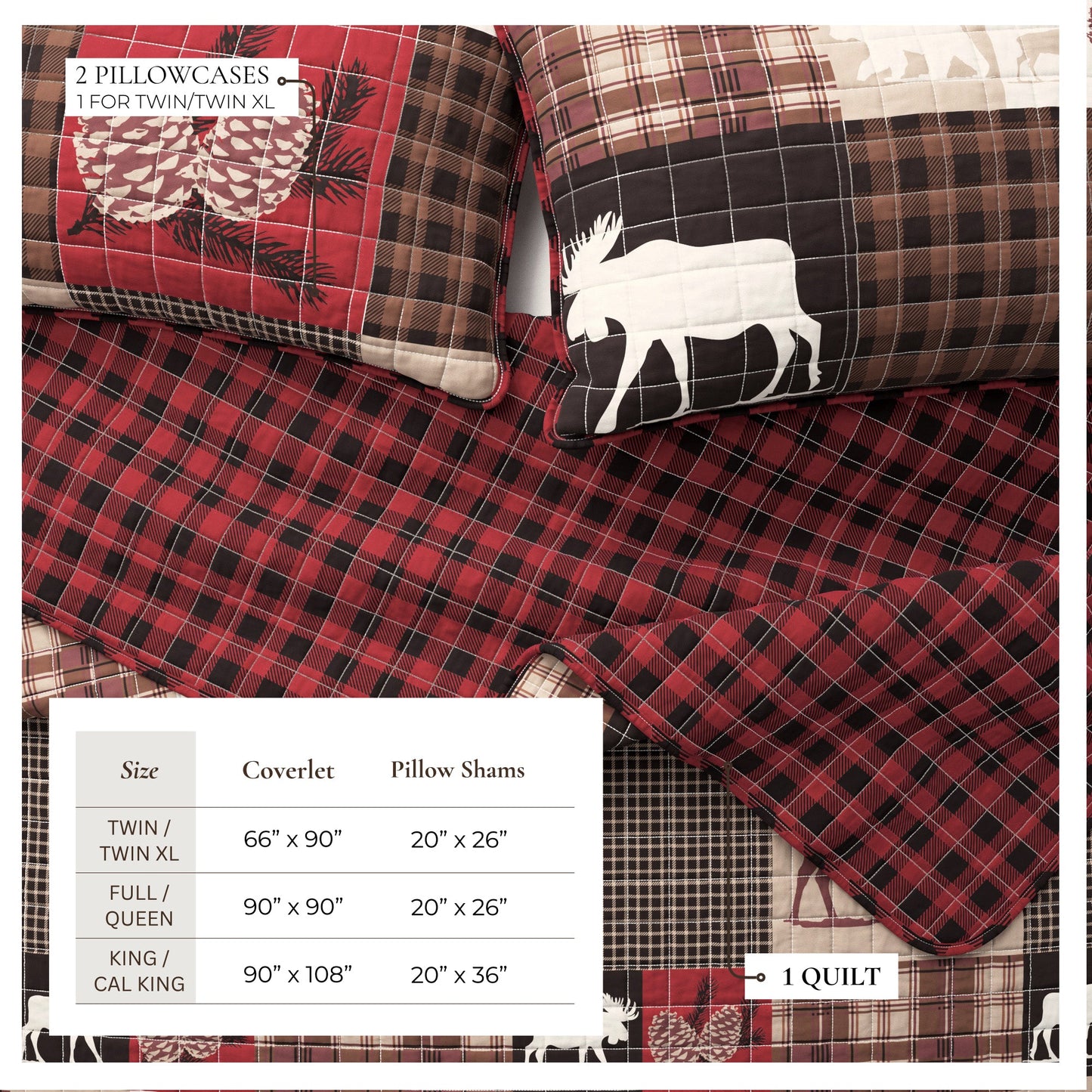 Rustic Woodland and Plaid Quilt Set for Bedroom