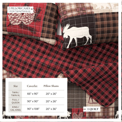 Rustic Woodland and Plaid Quilt Set for Bedroom