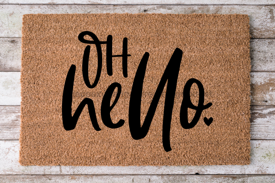 Oh Hello - Felpudo - Felpudo de fibra de coco de 30x18" - DECOE-CM-017