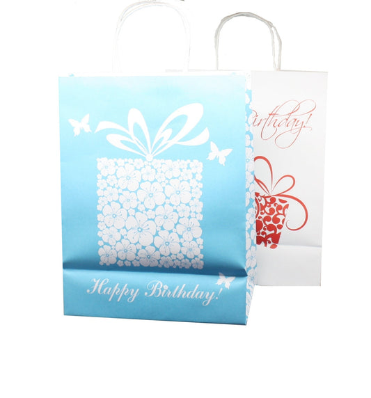 Lot de 2 grands sacs cadeaux en kraft - Fête d'anniversaire