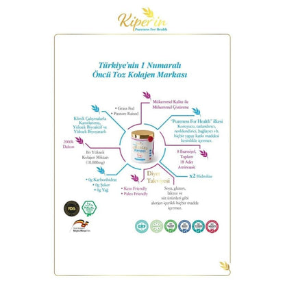 Kiperin Collagen Peptides 500g jar with skin health benefits on Tampa Home & Garden Store