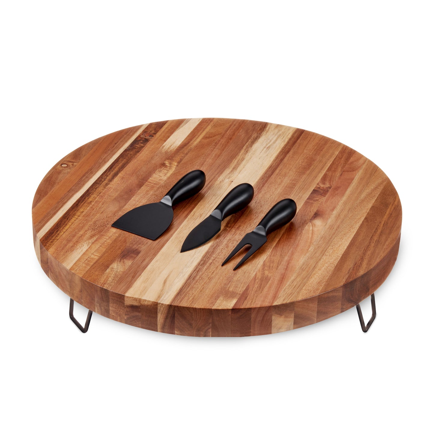 Acacia Wooden Footed Cheese and Knife Set