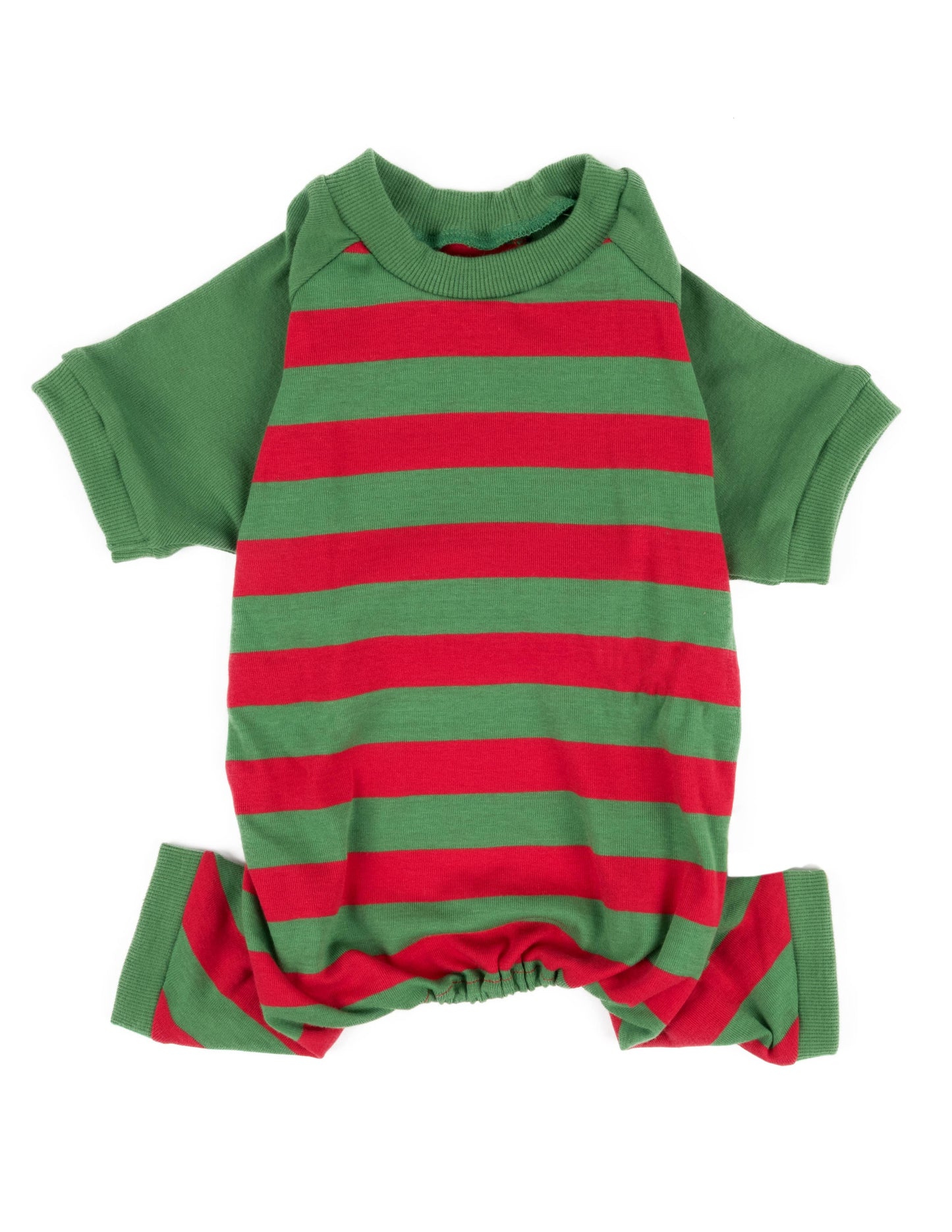 Dog Cotton Red And Green Stripes Pajama -