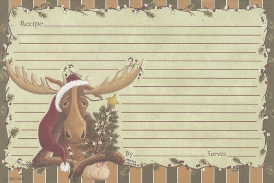 Tarjetas de recetas - 4x6 - Alce navideño perezoso