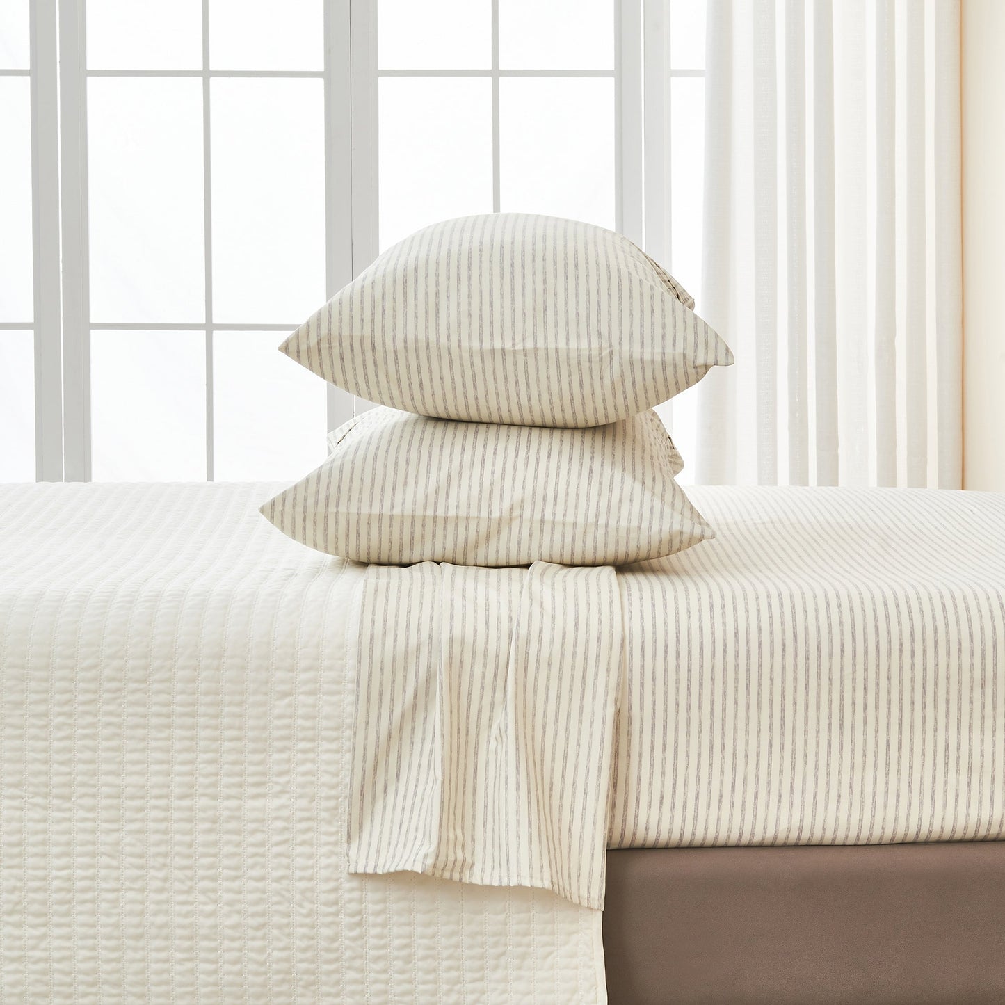 The Striped Microfiber Sheet Set and Soft Finish