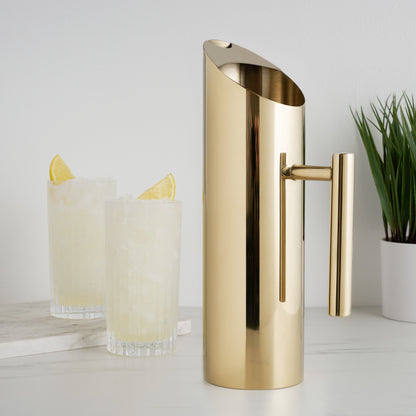 Modern Stainless Steel Pitcher With a Gold Tone