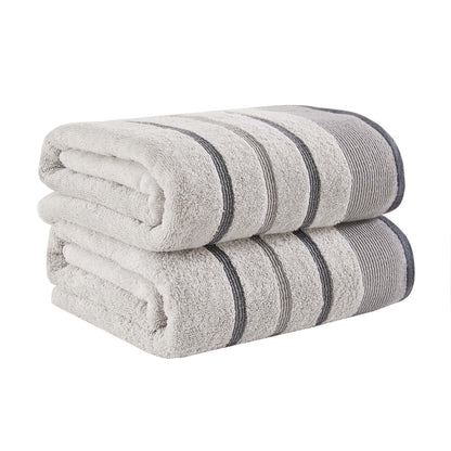 Soft Cotton Bath Towel Set and Stripe Detail