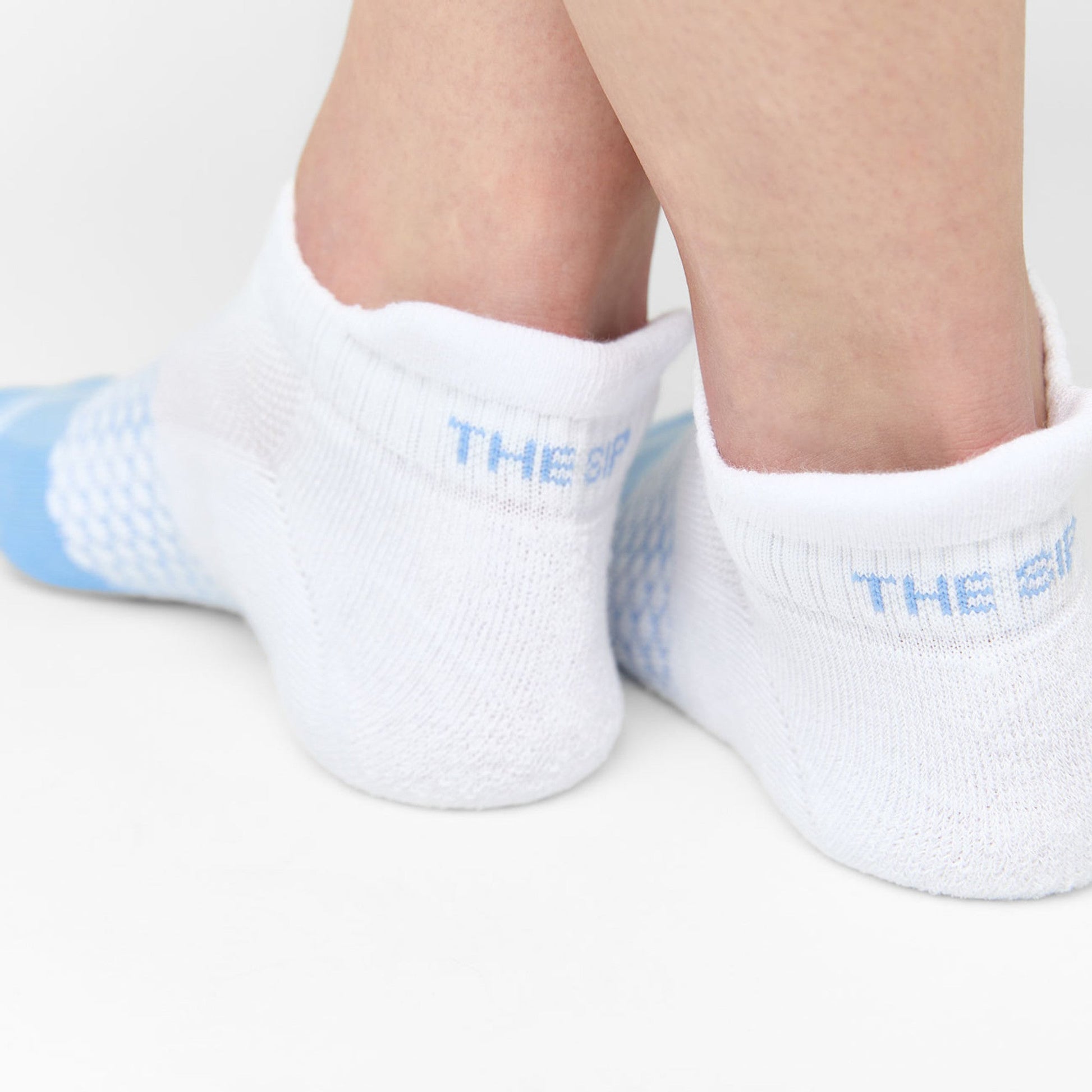 Ole Miss Ankle Socks 2 Pack by DeadSoxy, white with light blue stripes on Tampa Home & Garden Store