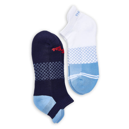 Ole Miss Ankle Socks 2 Pack by DeadSoxy navy and sky blue diamond pattern ankle socks on Tampa Home & Garden Store