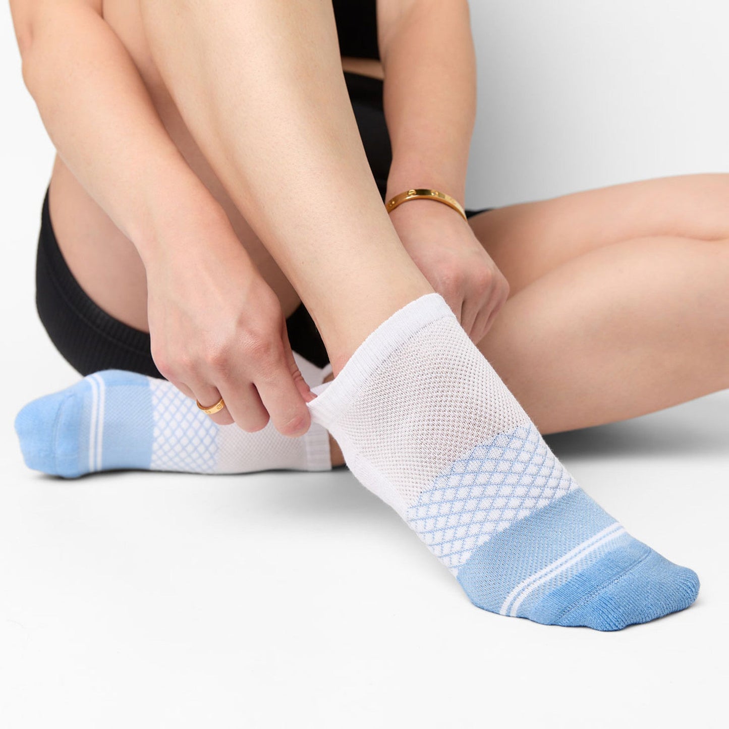 Ole Miss Ankle Socks 2 Pack by DeadSoxy, white mesh with light blue accents on Tampa Home & Garden Store