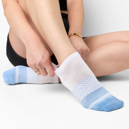 Ole Miss Ankle Socks 2 Pack by DeadSoxy, white mesh with light blue accents on Tampa Home & Garden Store
