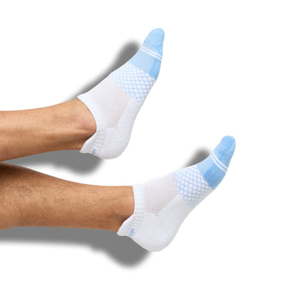 DeadSoxy Ole Miss Ankle Socks 2 Pack, light blue and white ankle socks with a mesh lattice pattern on Tampa Home & Garden Store