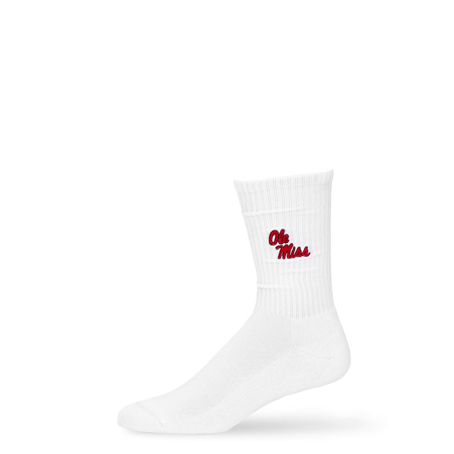 Ole Miss Campus Crew Socks white crew socks with red Ole Miss logo licensed college on Tampa Home & Garden Store