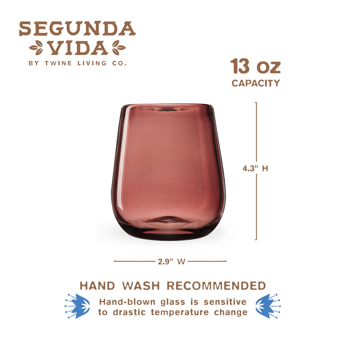 Set of Two Segunda Vida Stemless Wine Glasses