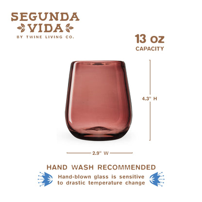 Set of Two Segunda Vida Stemless Wine Glasses