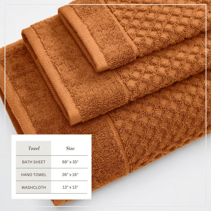 Cotton Diamond Waffle Weave Bath Towel Set